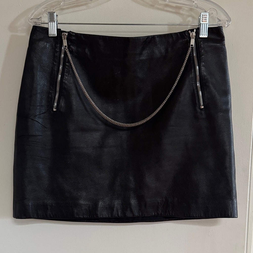 Saint Laurent Black Mini Skirt with Chain Accent zippers